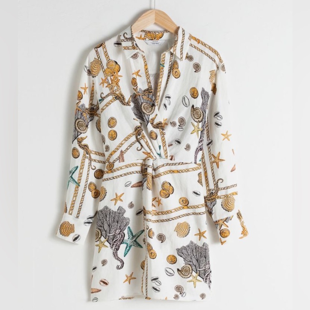 &other stories Linen Seashell Twist Knot Dress